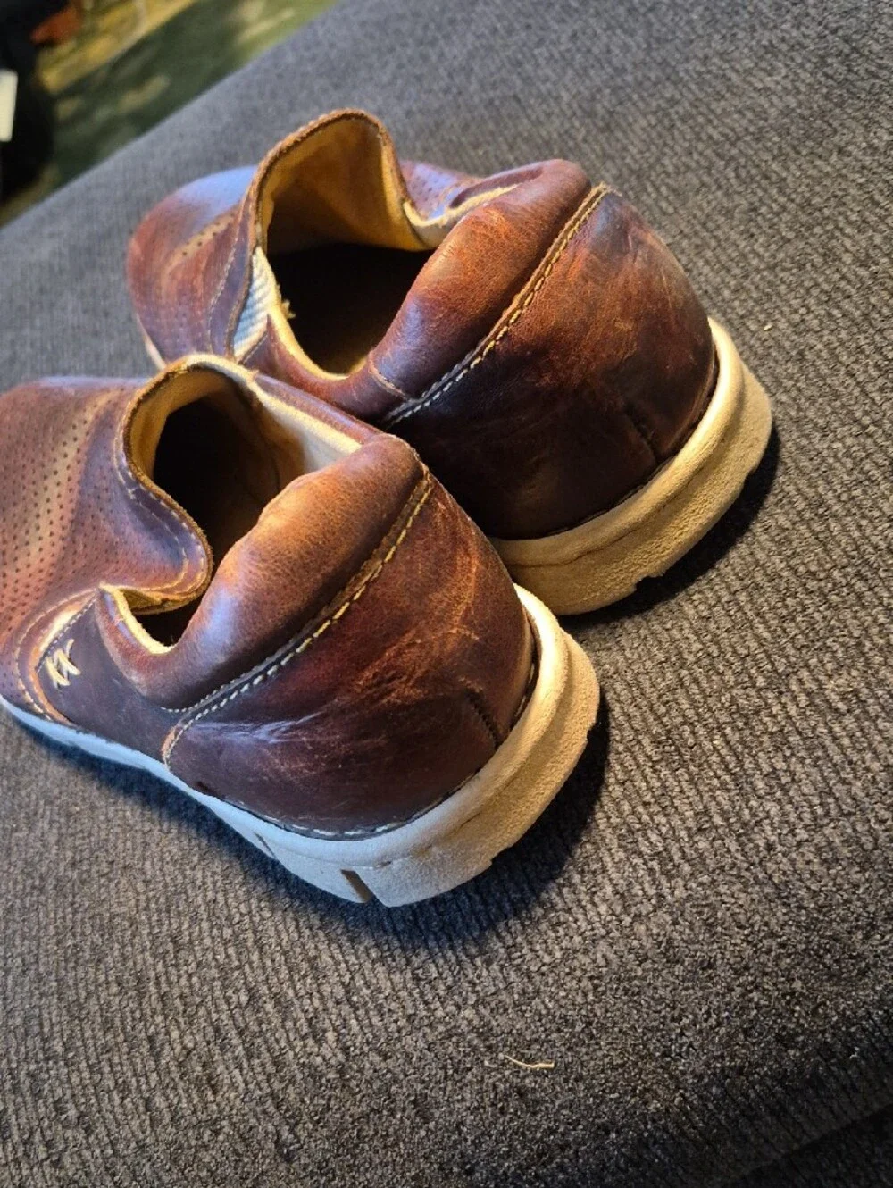 Born Men's Perforated Leather Slip-Ons - Brown